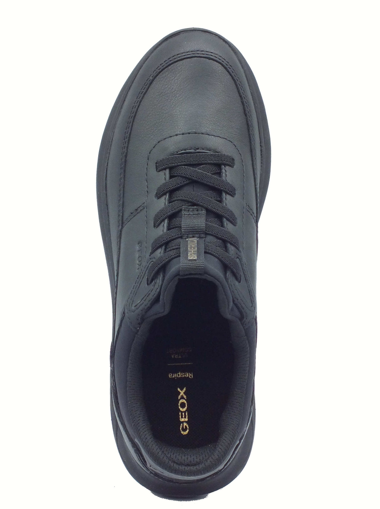Geox Geox D567MB Spherica Black Sneakers Sportive per Donna in pelle nera con zeppa Black