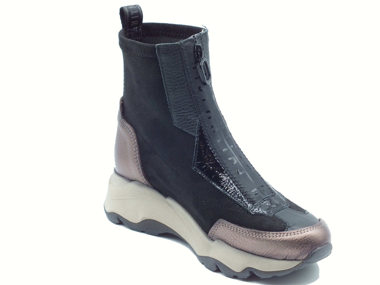 Hispanitas Hispanitas CHI254321 Nepal Topo Tronchetti per Donna in pelle e tessuto elastico zeppa media Nepal Topo