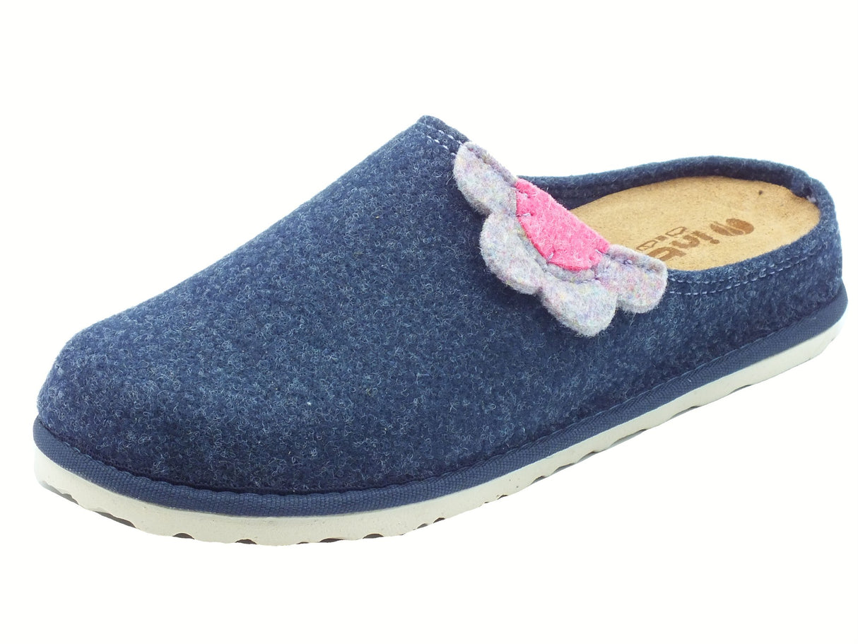 InBlu InBlu CS000043 Avio Pantofole per Donna in lana cotta con sottopiede estraibile Avio