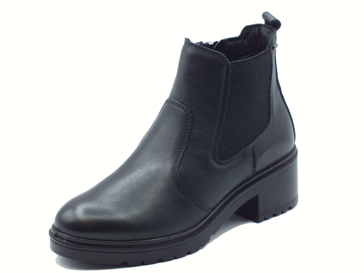 Igi&Co Igi&Co 8651500 Capra Nero Tronchetti con tacco per Donna in pelle nera Nero