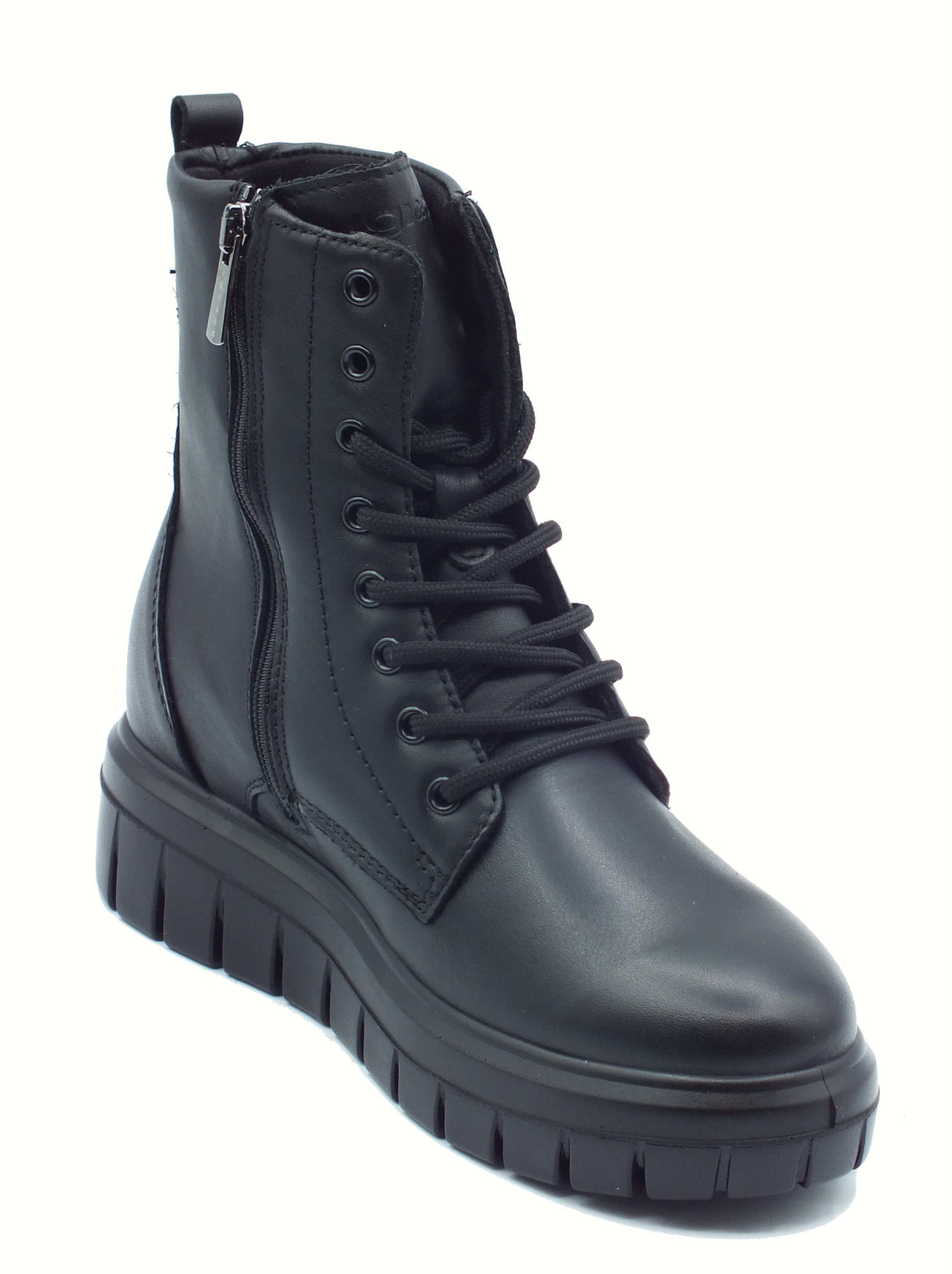 Igi&Co Igi&Co 8653100 Nappa Soft Nero Anfibi per Donna in pelle nera con lacci e lampo Nero