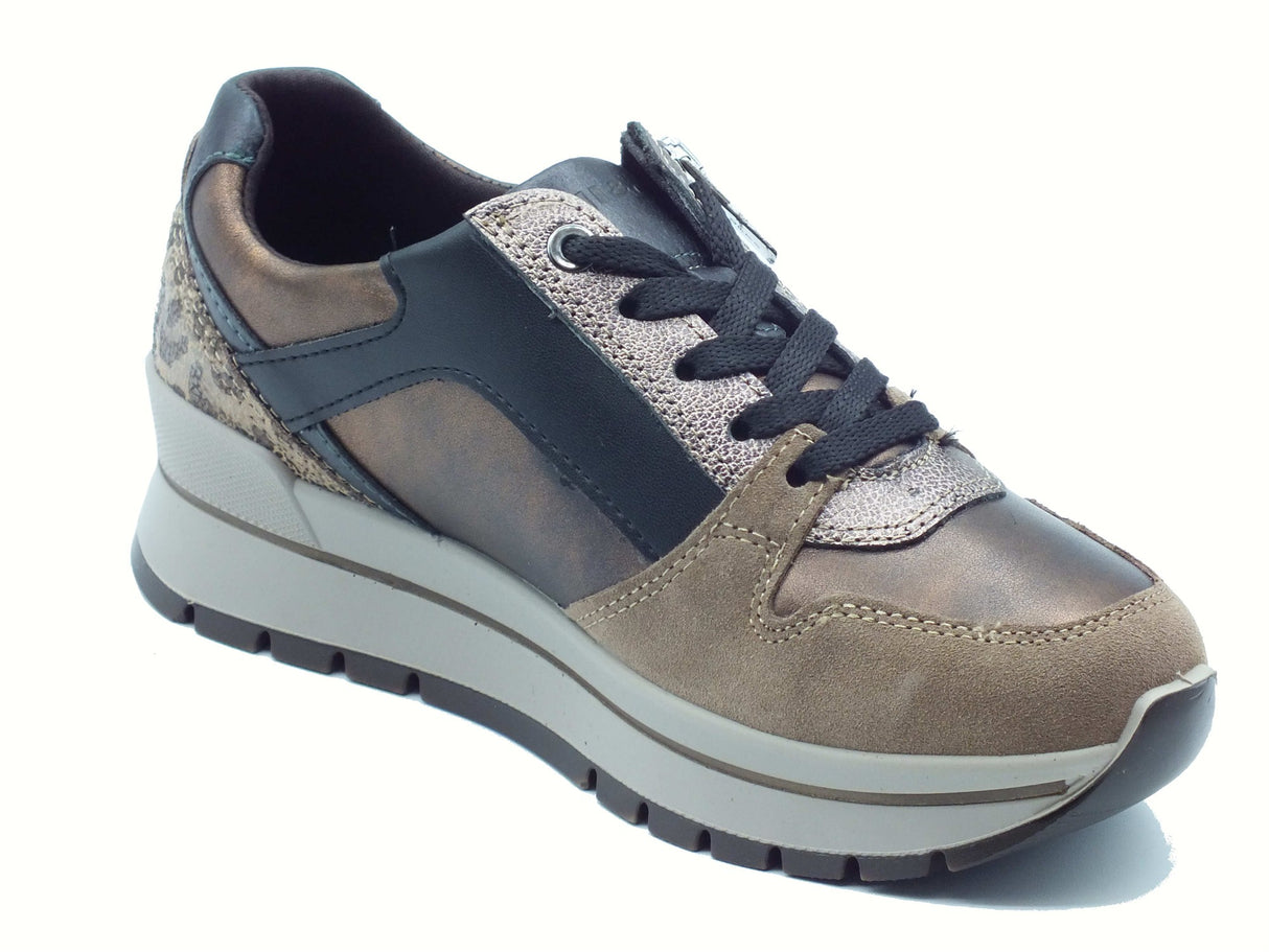 Igi&Co Igi&Co 8676177 Laminato Rame Sneakers con zeppa per Donna in pelle e nabuk con lampo e lacci Lminato Rame