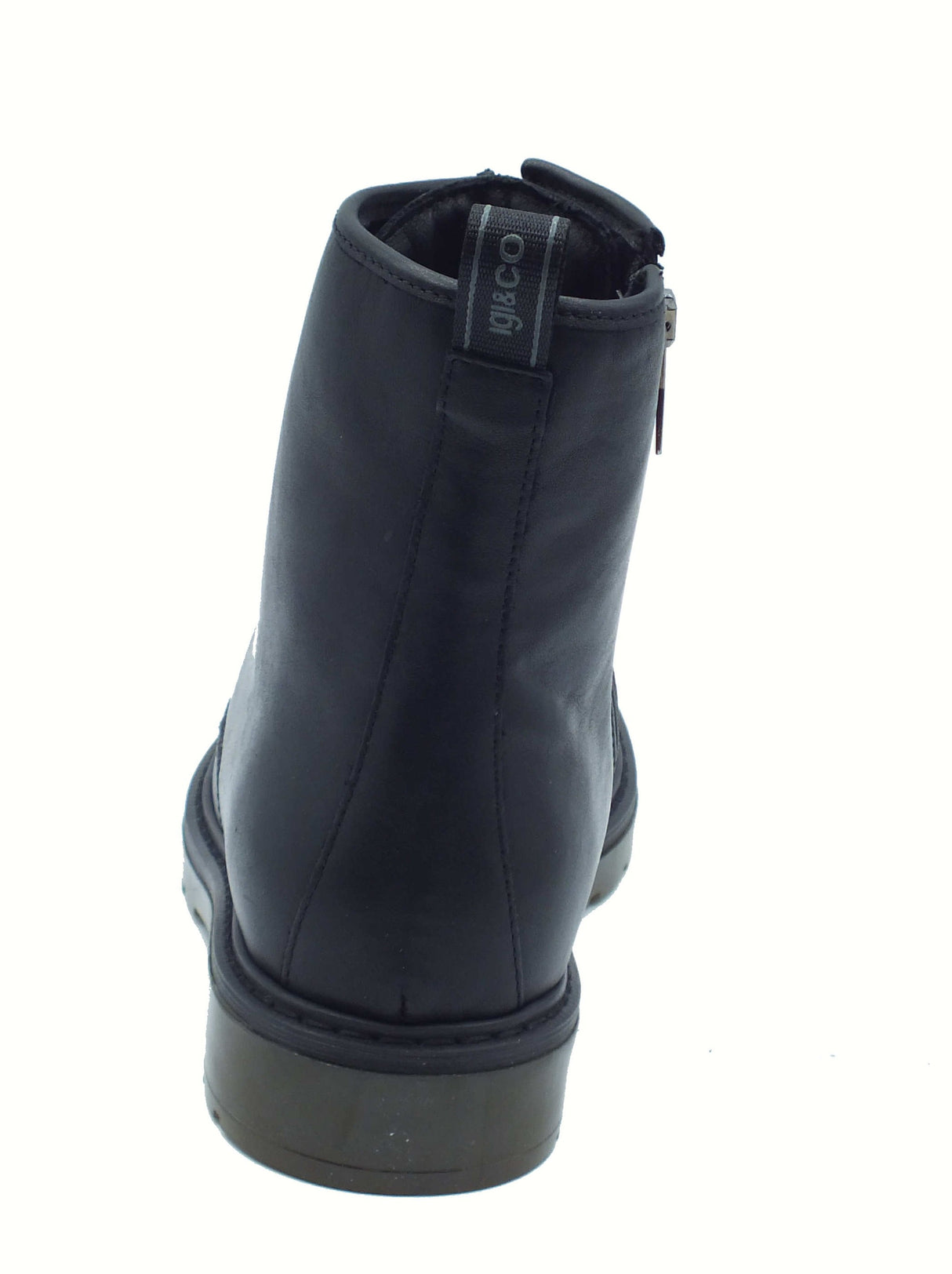 Igi&Co Igi&Co 8692800 Nappa Soft Nero Anfibi per Donna in pelle nera con lacci e lampo Nero