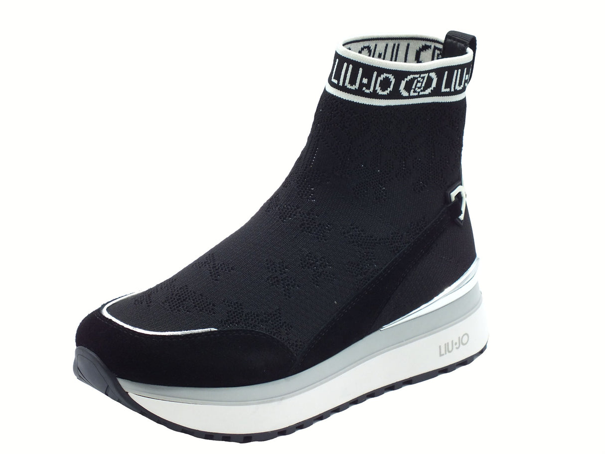 LIU JO LIU JO BF5003 Maxi Wonder Black Tronchetti con zeppa per Donna in tessuto elasticizzato Black