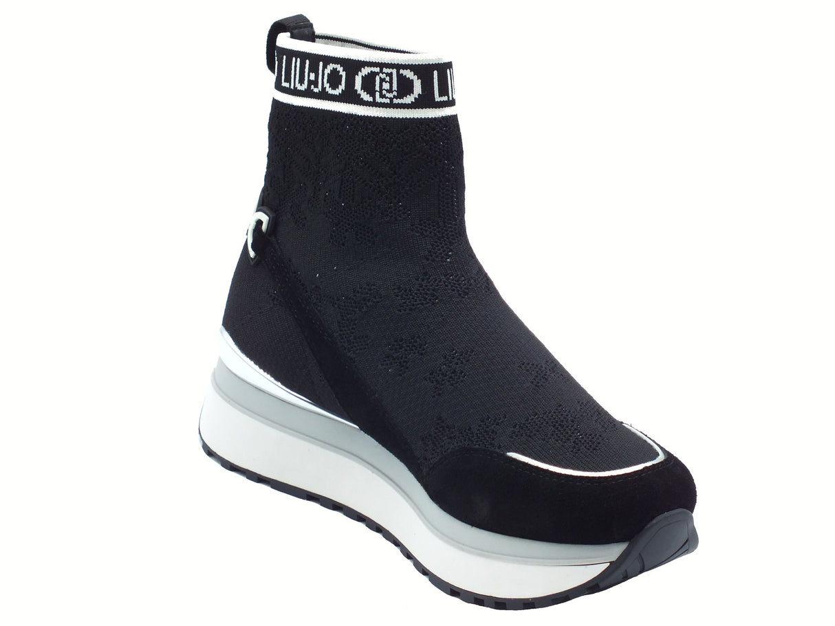 LIU JO LIU JO BF5003 Maxi Wonder Black Tronchetti con zeppa per Donna in tessuto elasticizzato Black