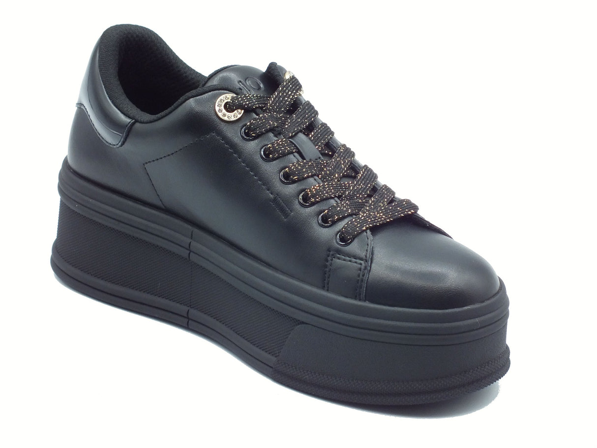 LIU JO LIU JO BF5039 Selma Black Sneakers moda per Donna in pelle nera con zeppa Black