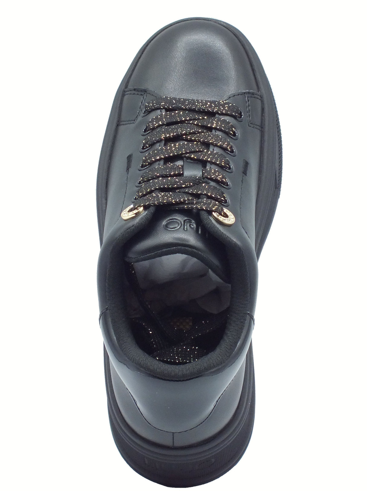 LIU JO LIU JO BF5039 Selma Black Sneakers moda per Donna in pelle nera con zeppa Black