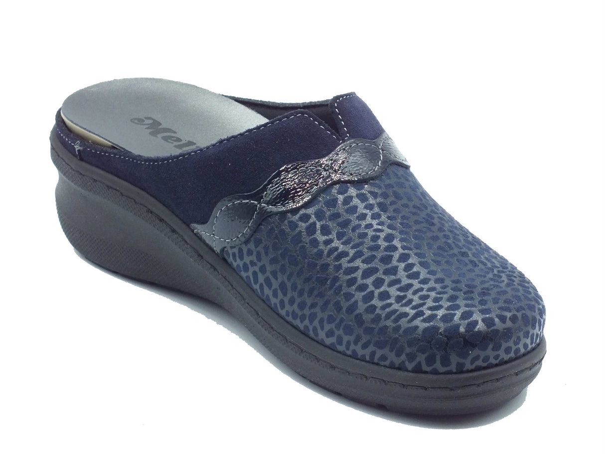 Melluso Melluso PD910 Noche Pantofole per Donna in tessuto e nabuk blu scuro con sottopiede estrabile zeppa/ blu