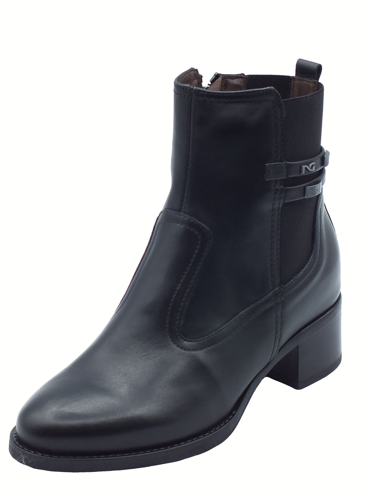 Nero Giardini NeroGiardini I513840D Guanto Nero Tronchetti per Donna in pelle con lampo Nero