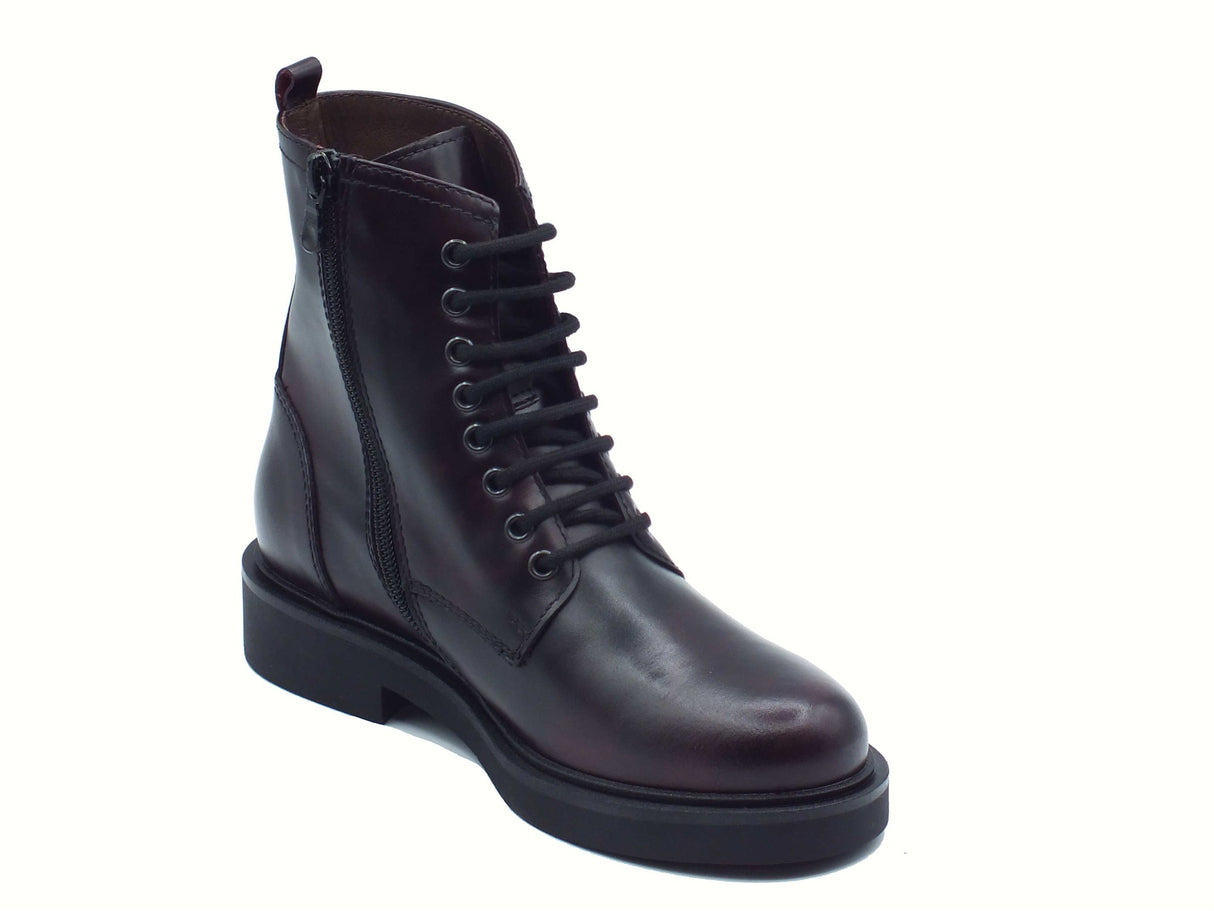 Nero Giardini NeroGiardini I513975D Manolete Bordò Anfibi per Donna in pelle con tacco basso lacci e lampo Bordò