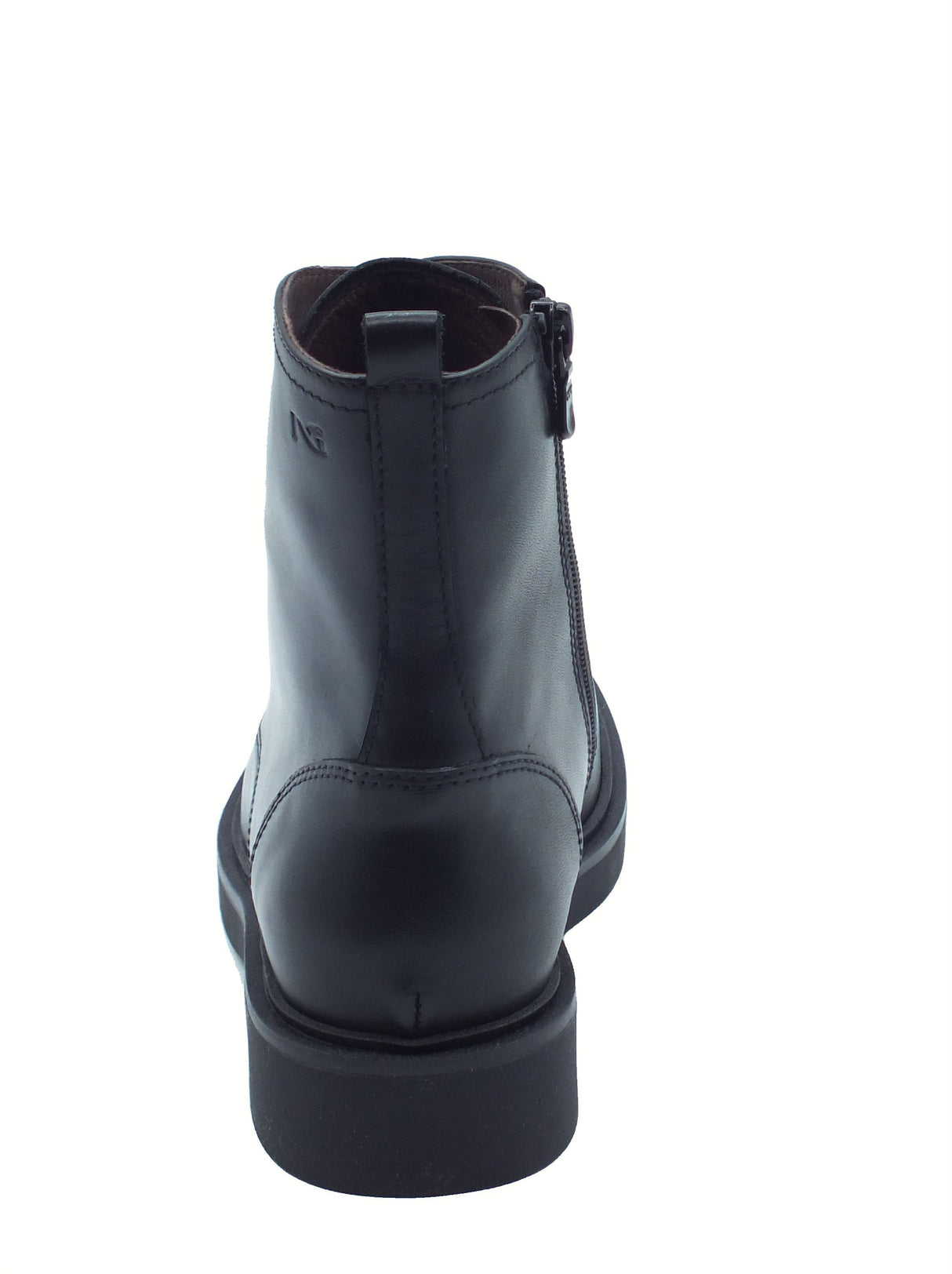 Nero Giardini NeroGiardini I513975D Prince Nero Anfibi per Donna in pelle con lacci e lampo tacco basso Nero