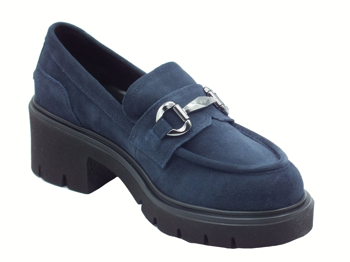 Nero Giardini Nero Giardini Mocassini Donna I513984 Velour Incanto pelle blu Incanto