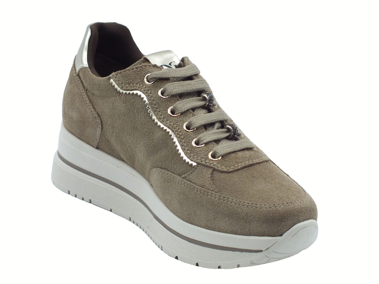 Nero Giardini NeroGiardini I514105D Arold Argilla Sneakers per Donna in nabuk zeppa alta elementi platino Argilla