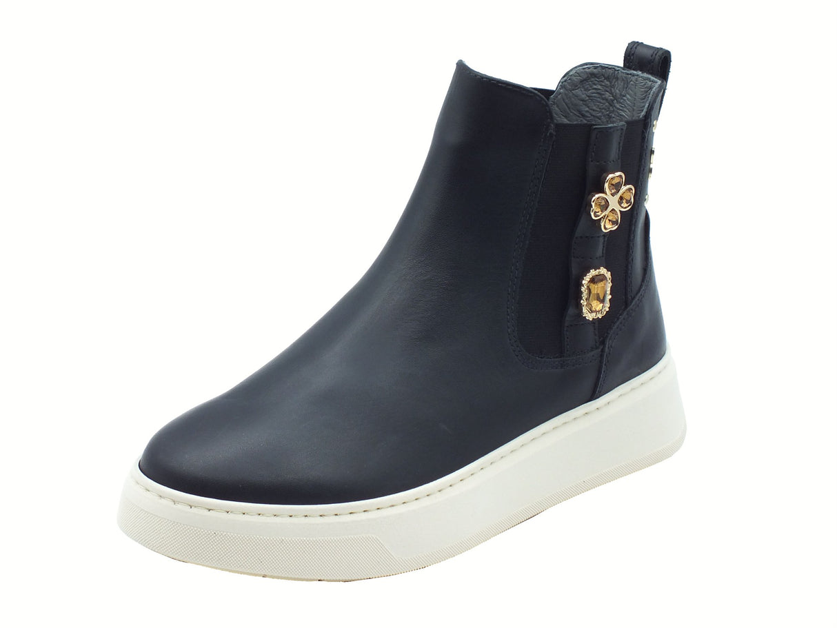 Nero Giardini NeroGiardini I514173D Guanto Nero Tronchetti beatles per Donna in pelle con zeppa Nero