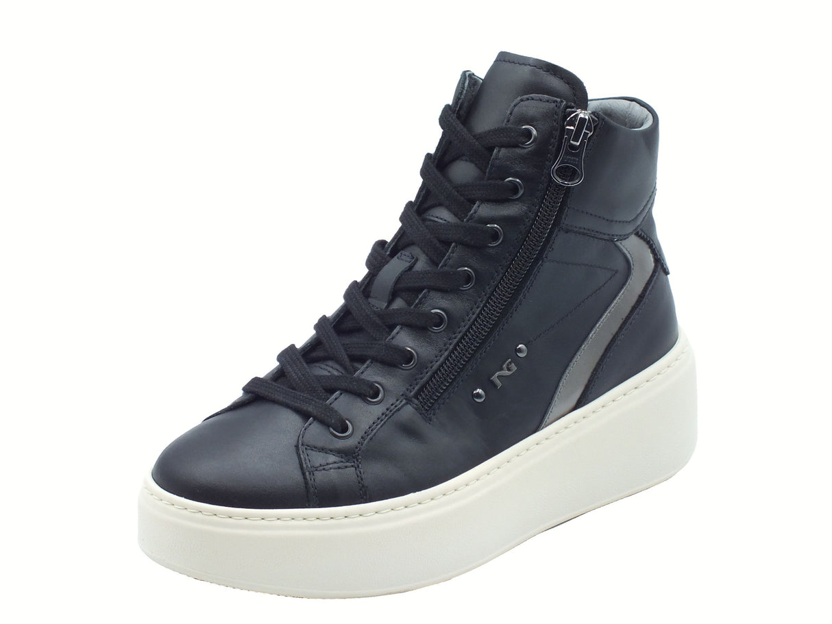 Nero Giardini NeroGiardini I514213D Guanto Nero Sneakers per Donna in pelle zeppa alta Nero