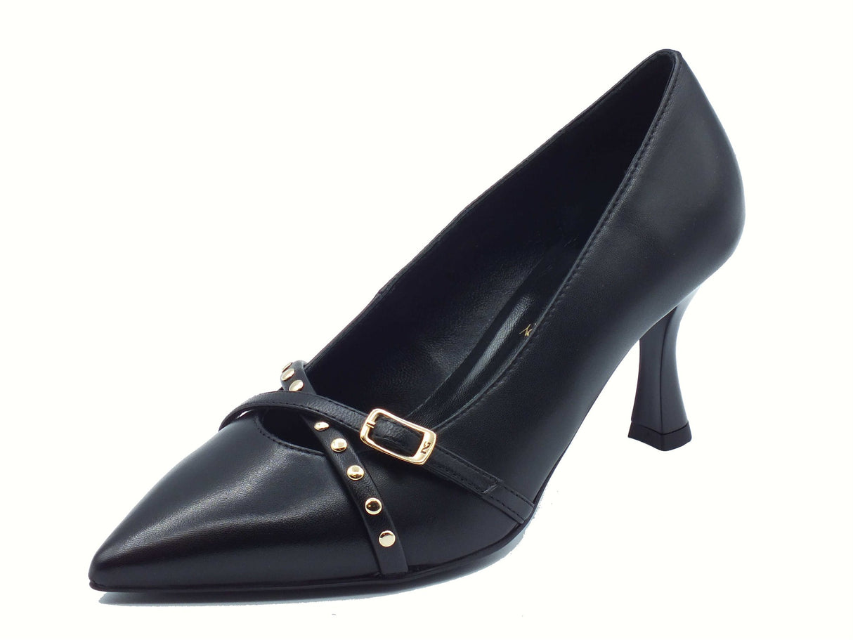 Nero Giardini NeroGiardini I514480DE Nappa Pandora Nero Decoltè eleganti per Donna in pelle tacco rocchetta Nero