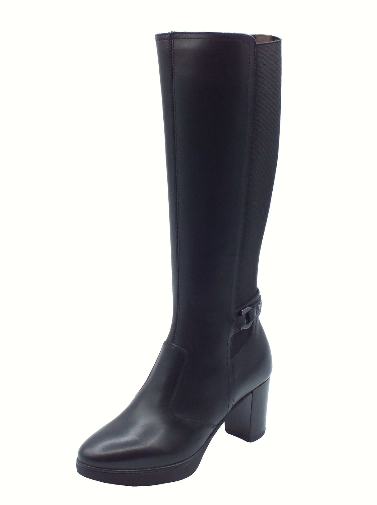 Nero Giardini NeroGiardini I514600D Guanto Nero Stivali per Donna in pelle con tacco alto Nero