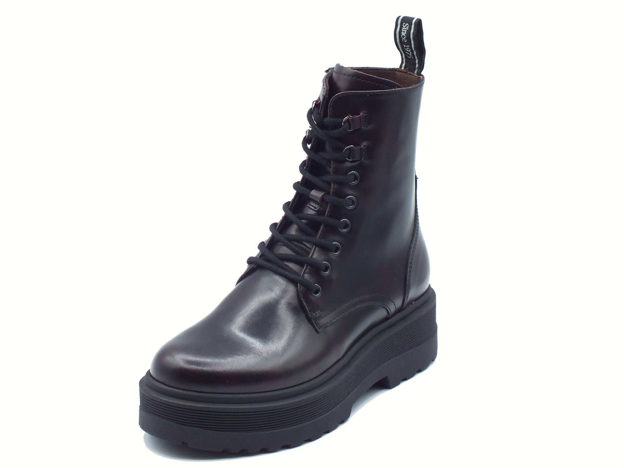 Nero Giardini NeroGiardini I514755D Manolete Bordò Anfibi per Donna in pelle con zeppa alta lacci e lampo Bordò