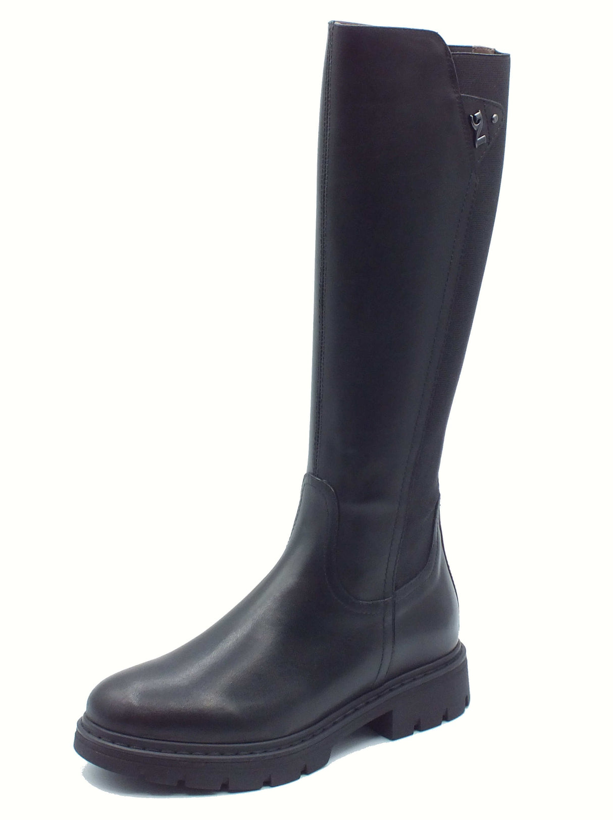 Nero Giardini NeroGiardini I514765D Guanto Elastico Nero Stivali per Donna in pelle e tessuto elastico con lampo/ Nero