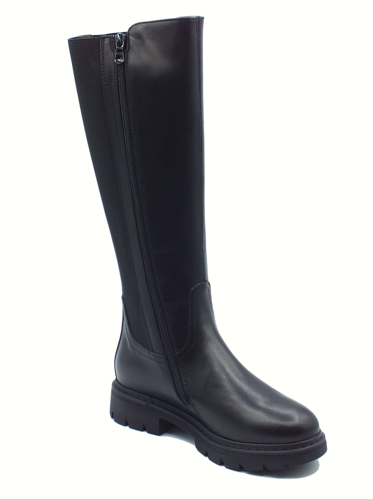 Nero Giardini NeroGiardini I514765D Guanto Elastico Nero Stivali per Donna in pelle e tessuto elastico con lampo/ Nero