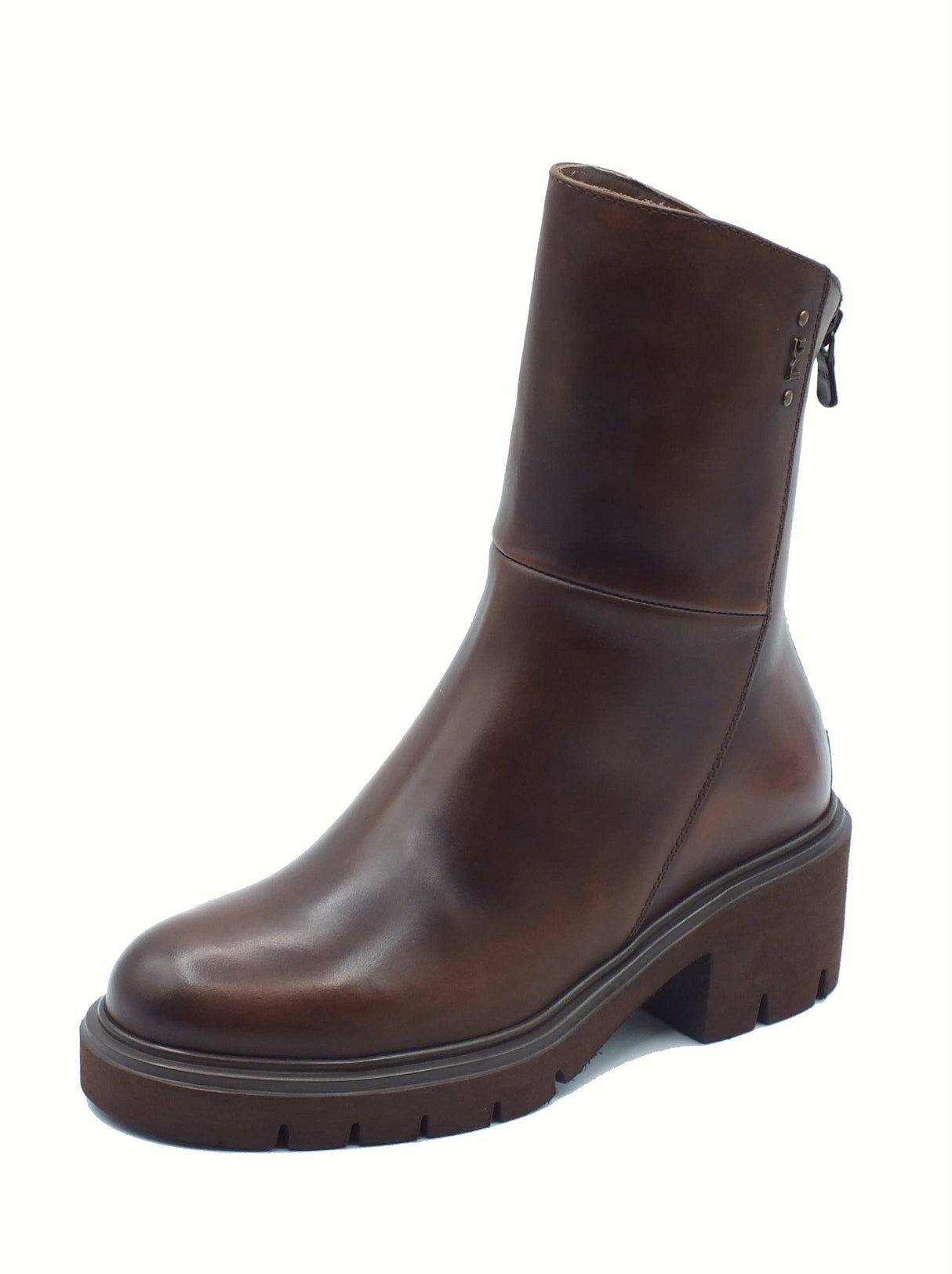 Nero Giardini NeroGiardini I514819 Delavato Beige Tronchetti accollati Donna in pelle marrone tacco medio Beige