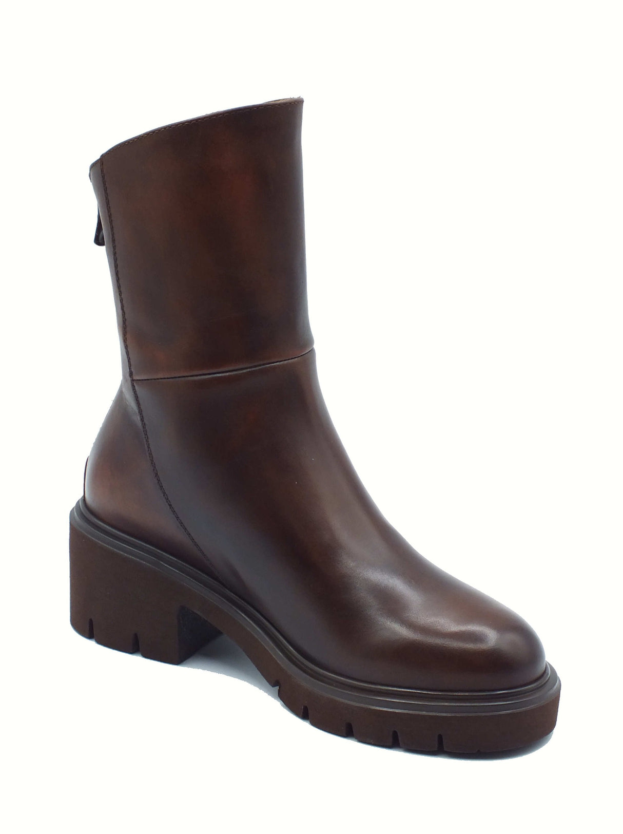 Nero Giardini NeroGiardini I514819 Delavato Beige Tronchetti accollati Donna in pelle marrone tacco medio Beige