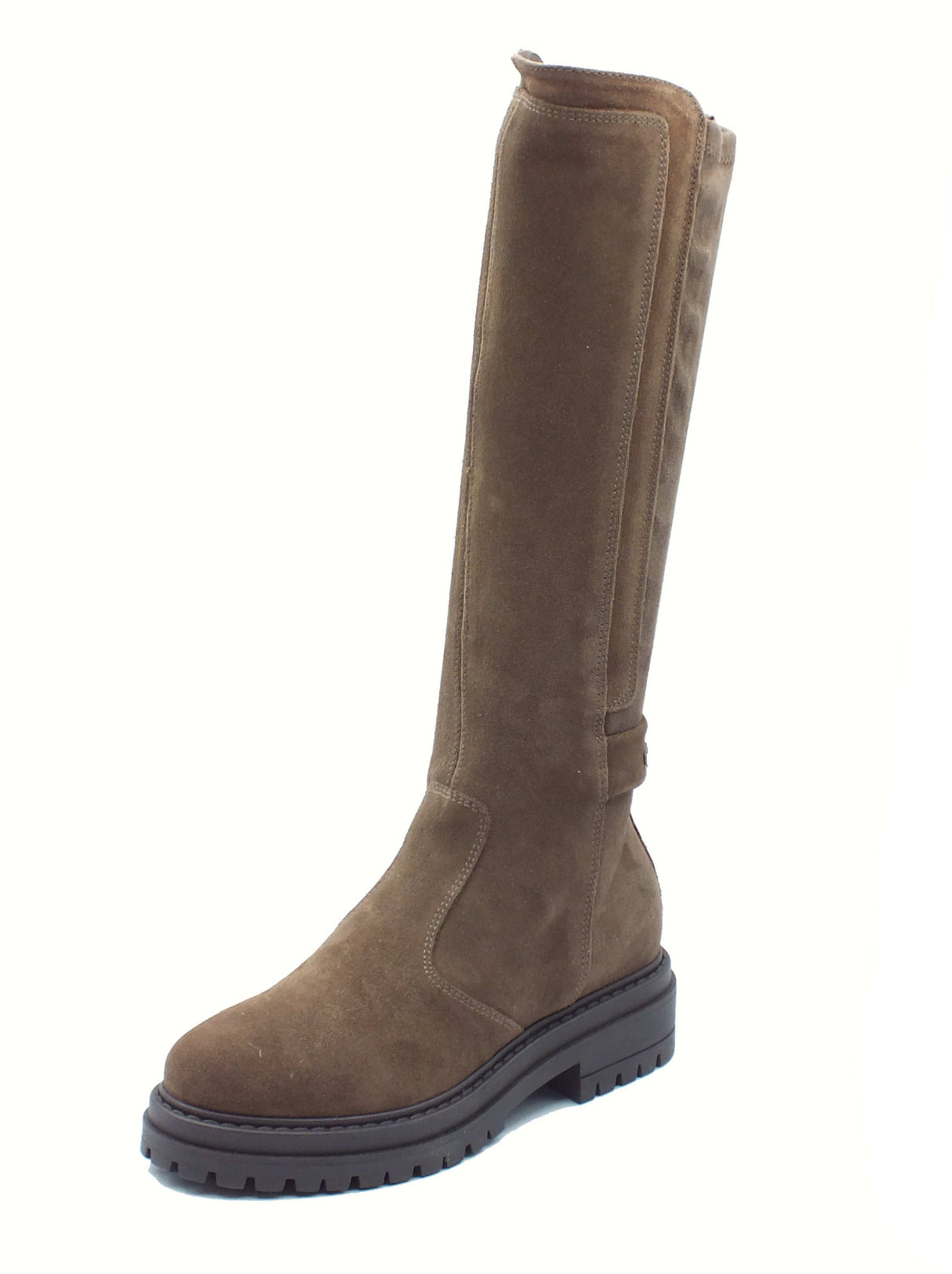 Nero Giardini NeroGiardini I514843D Velour Spago Stivali per Donna in camoscio con lampo e tacco basso beige