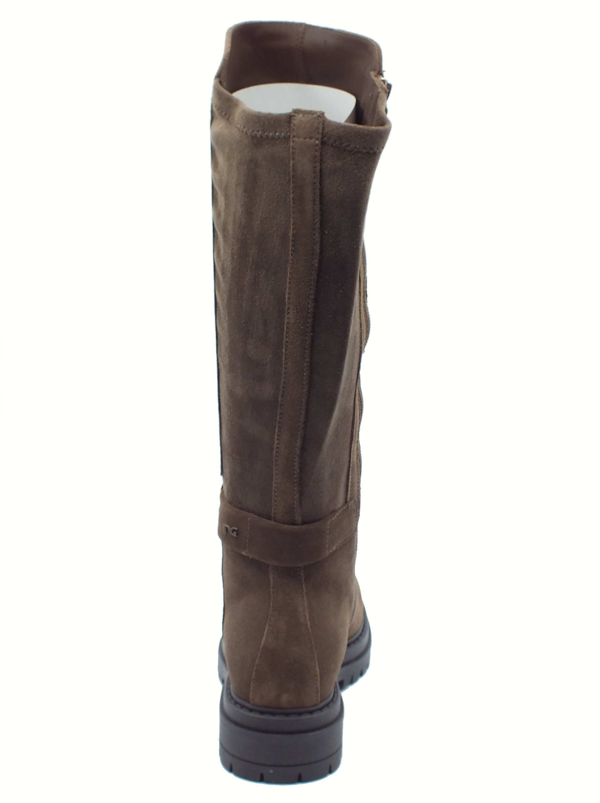 Nero Giardini NeroGiardini I514843D Velour Spago Stivali per Donna in camoscio con lampo e tacco basso beige