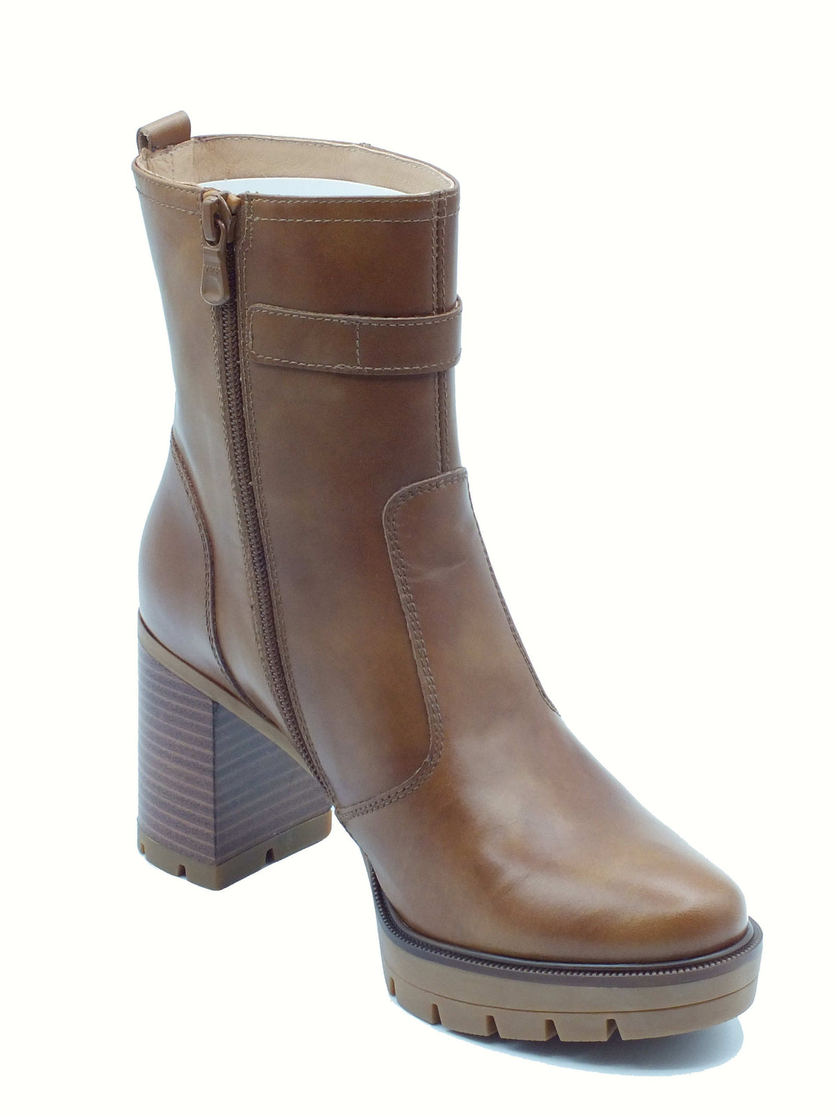 Nero Giardini NeroGiardini I514853D Manulete Cuoio Tronchetti per Donna in pelle con lampo e tacco alto Cuoio