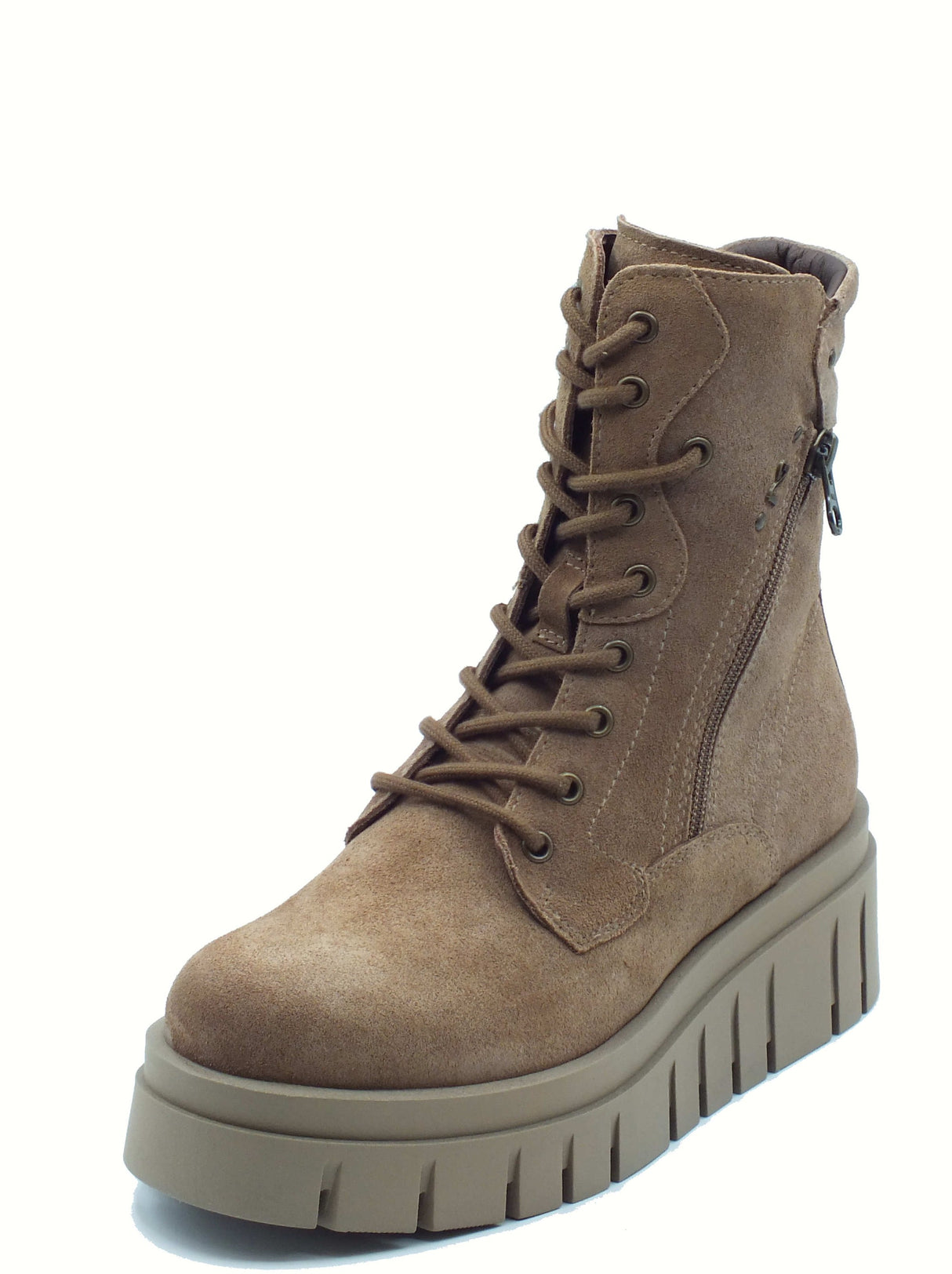 Nero Giardini NeroGiardini I514911D Velour Mou Tronchetti per Donna in camoscio con lampo e lacci e zeppa Velour Mou