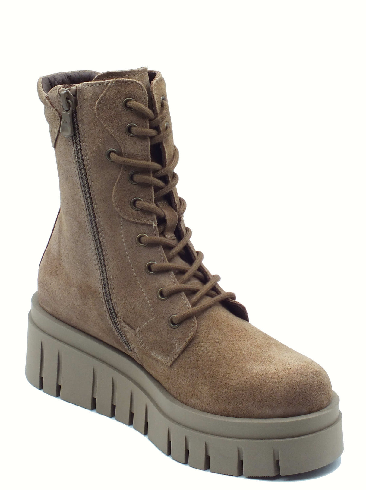 Nero Giardini NeroGiardini I514911D Velour Mou Tronchetti per Donna in camoscio con lampo e lacci e zeppa Velour Mou