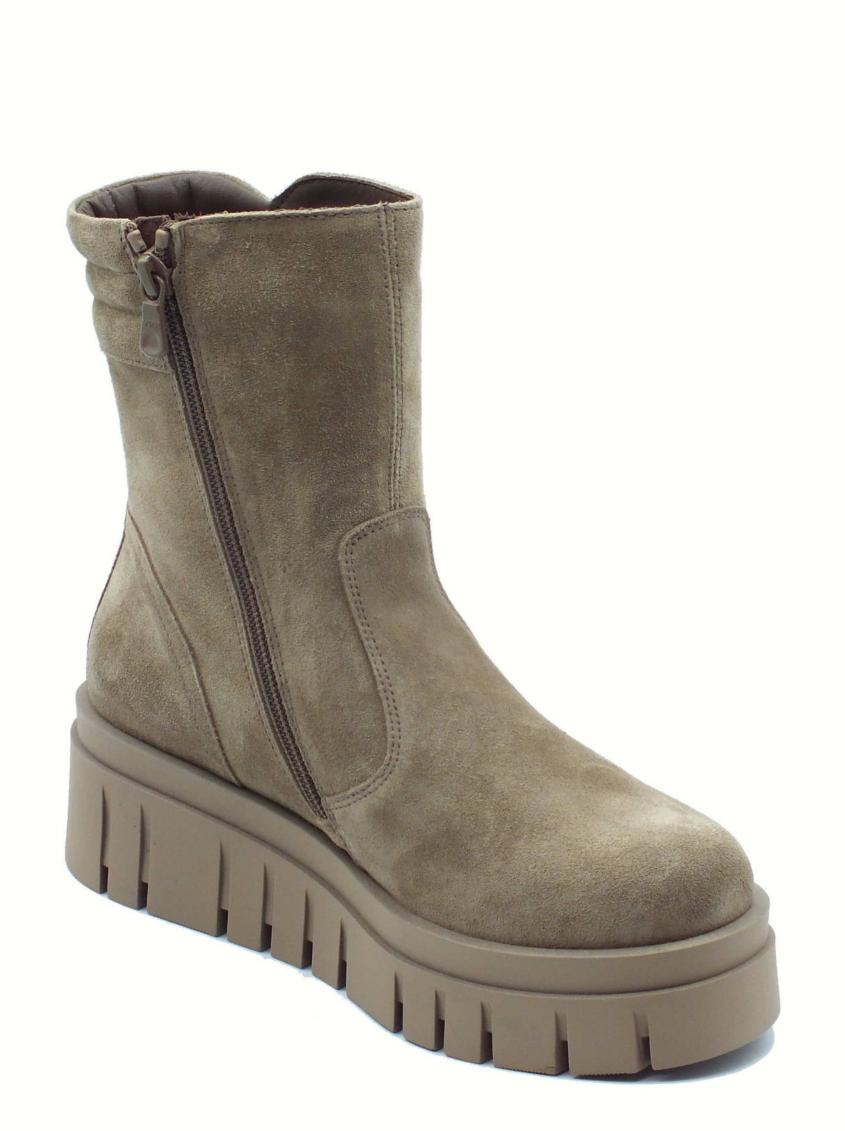 Nero Giardini NeroGiardini I514914D Arold Argilla Tronchetti per Donna in camoscio con lampo e zeppa media Arold Argilla