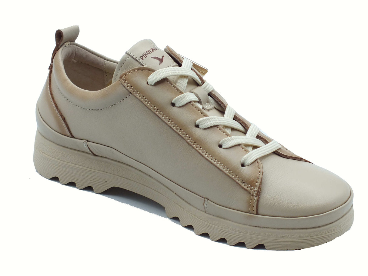 Pikolinos Pikolinos 6979C6 Vigo Marfil Sneakers per Donna in pelle beige lampo e lacci Vigo Marfil