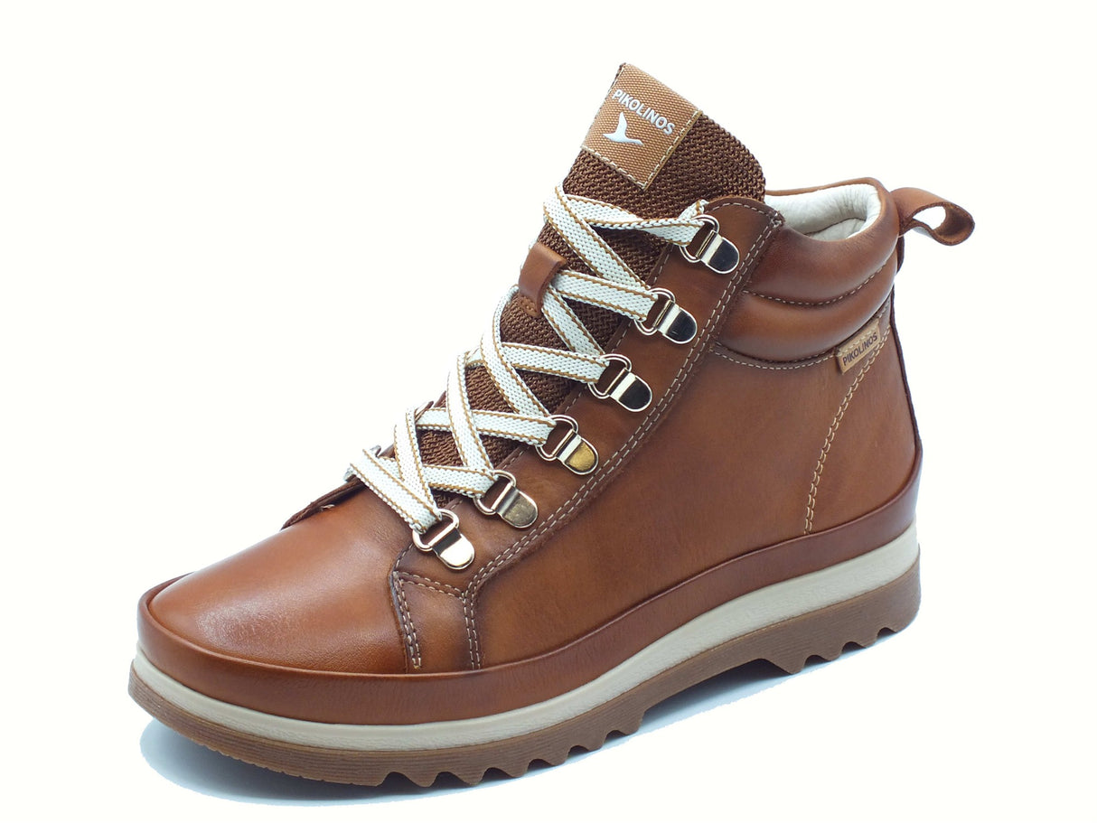 Pikolinos Pikolinos 8564 Vigo Brandy Sneakers per Donna in pelle marrone lampo e lacci Vigo Brandy