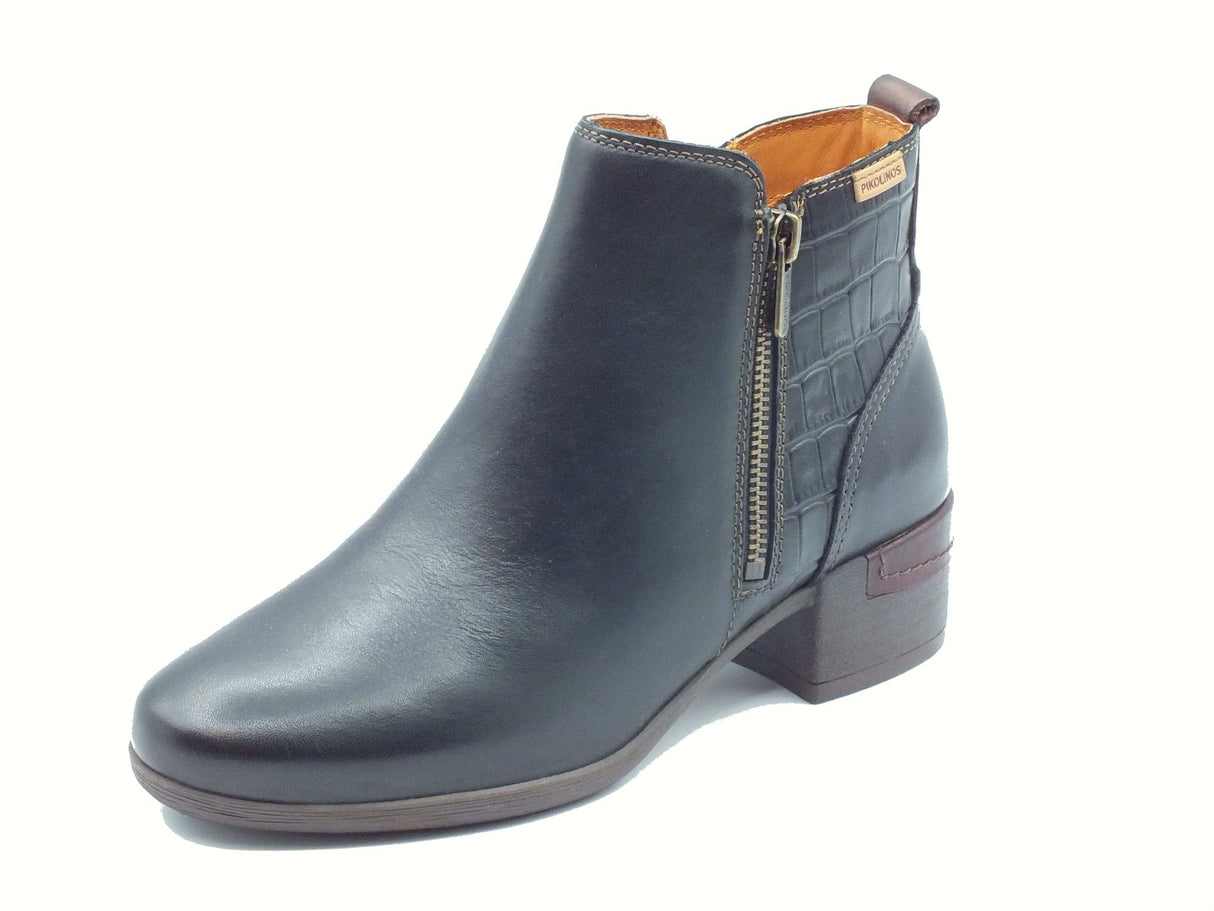 Pikolinos Pikolinos W6W 8968C1 Malaga Black Tronchetti per Donna in pelle nera tacco basso Malaga Black