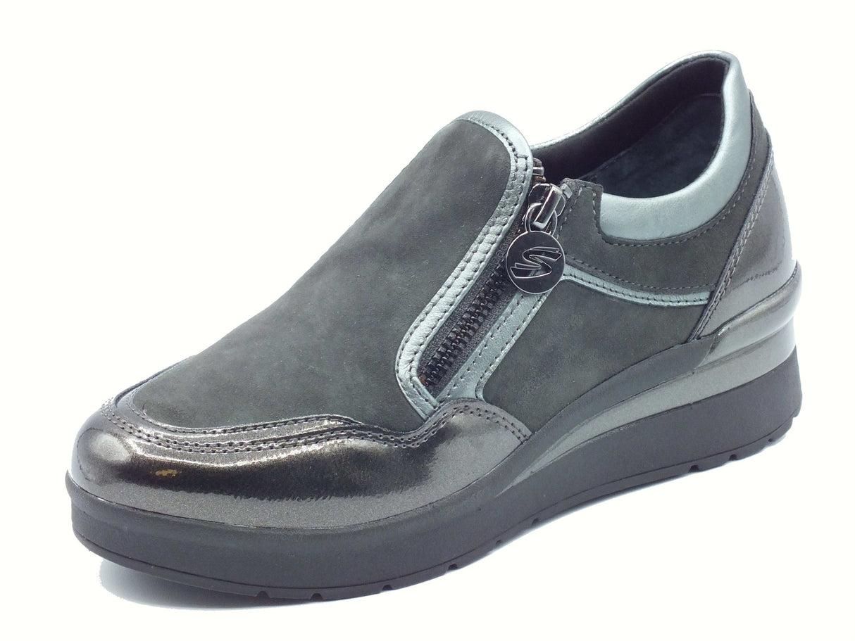 Stonefly Stonefly 222962 Cream Laminated Mocassini per Donna in nabuk con chiusura lampo Cream Laminated