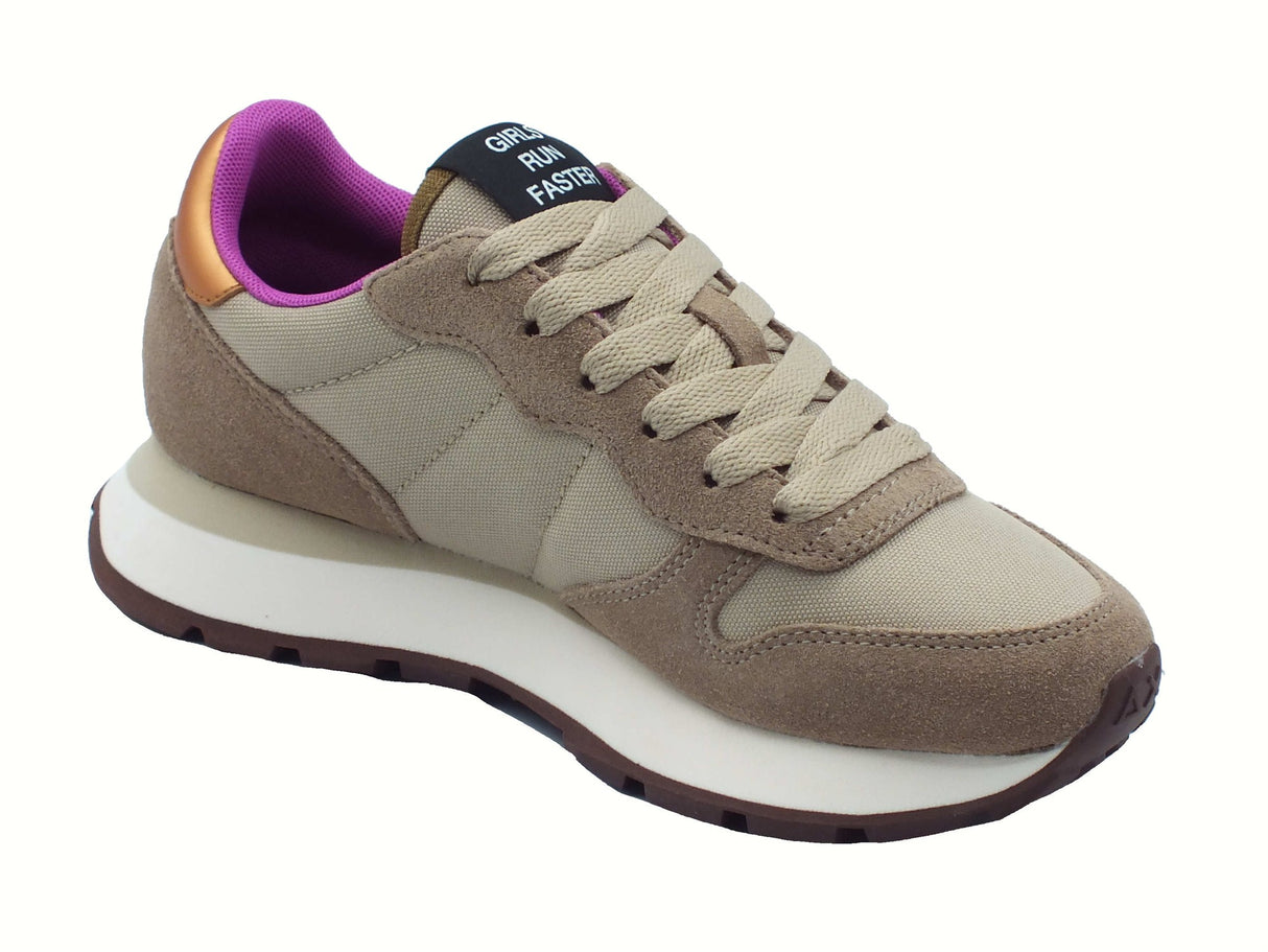 SUN68 SUN68 Z45201 Ally Solid Beige Scuro Scarpe Sportive per Donna nabuk e tessuto Beige Scuro