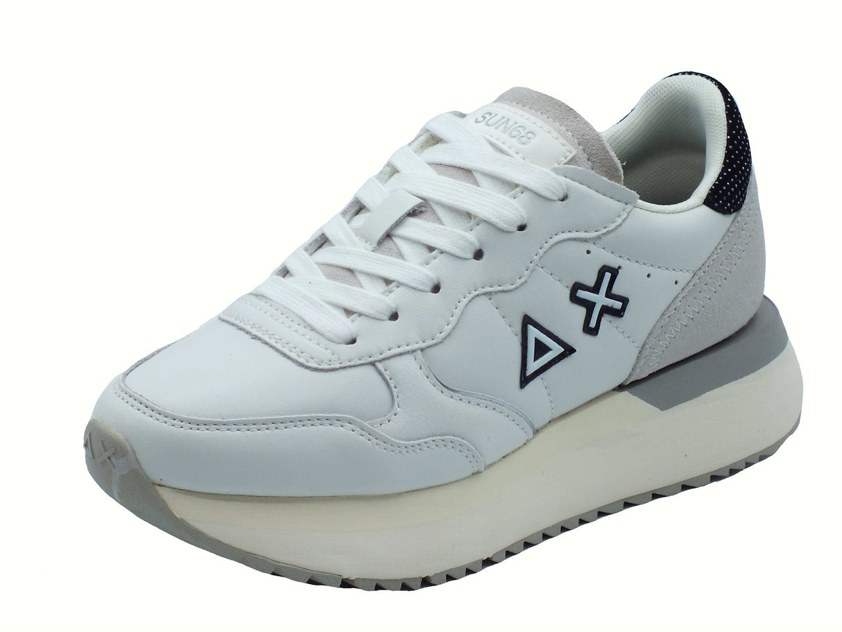 SUN68 SUN68 Z45211 Big Ally Bianco Panna Scarpe Sportive per Donna in pelle Bianco Panna