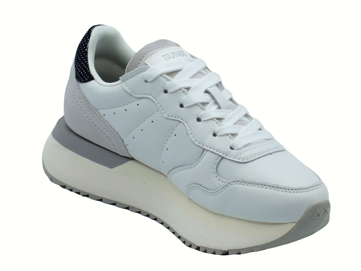 SUN68 SUN68 Z45211 Big Ally Bianco Panna Scarpe Sportive per Donna in pelle Bianco Panna