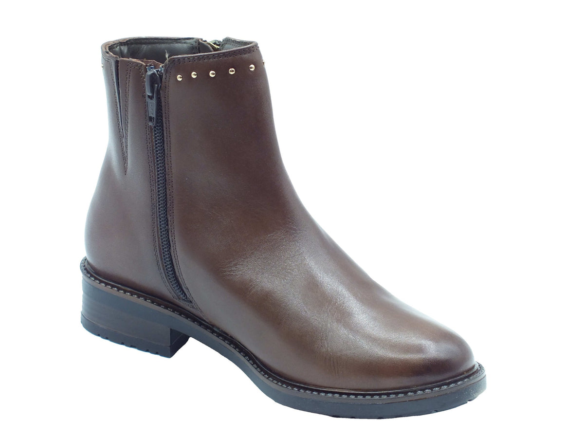 Valleverde Valleverde Tronchetti con tacco Donna 17113 Vitello Marrone pelle marrone Marrone