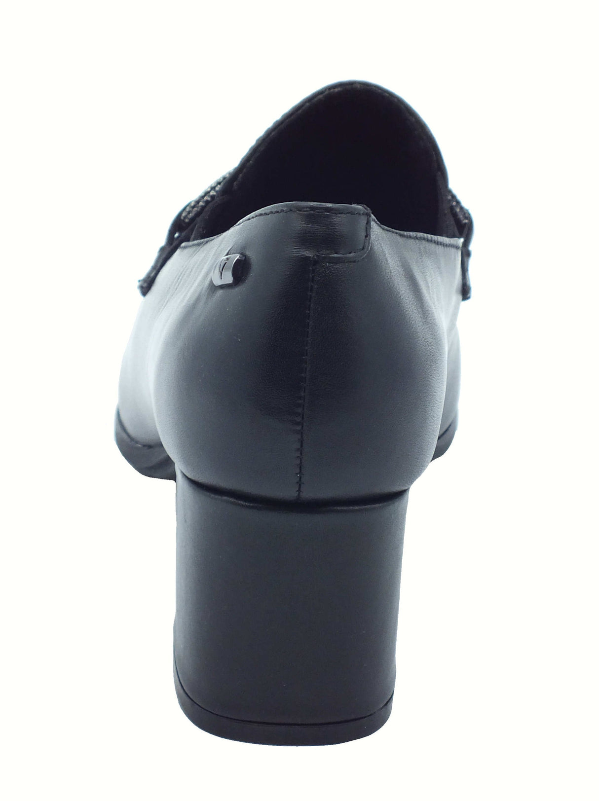 Valleverde Valleverde 36566 Vitiello Nero Mocassini per Donna in pelle con tacco alto Nero