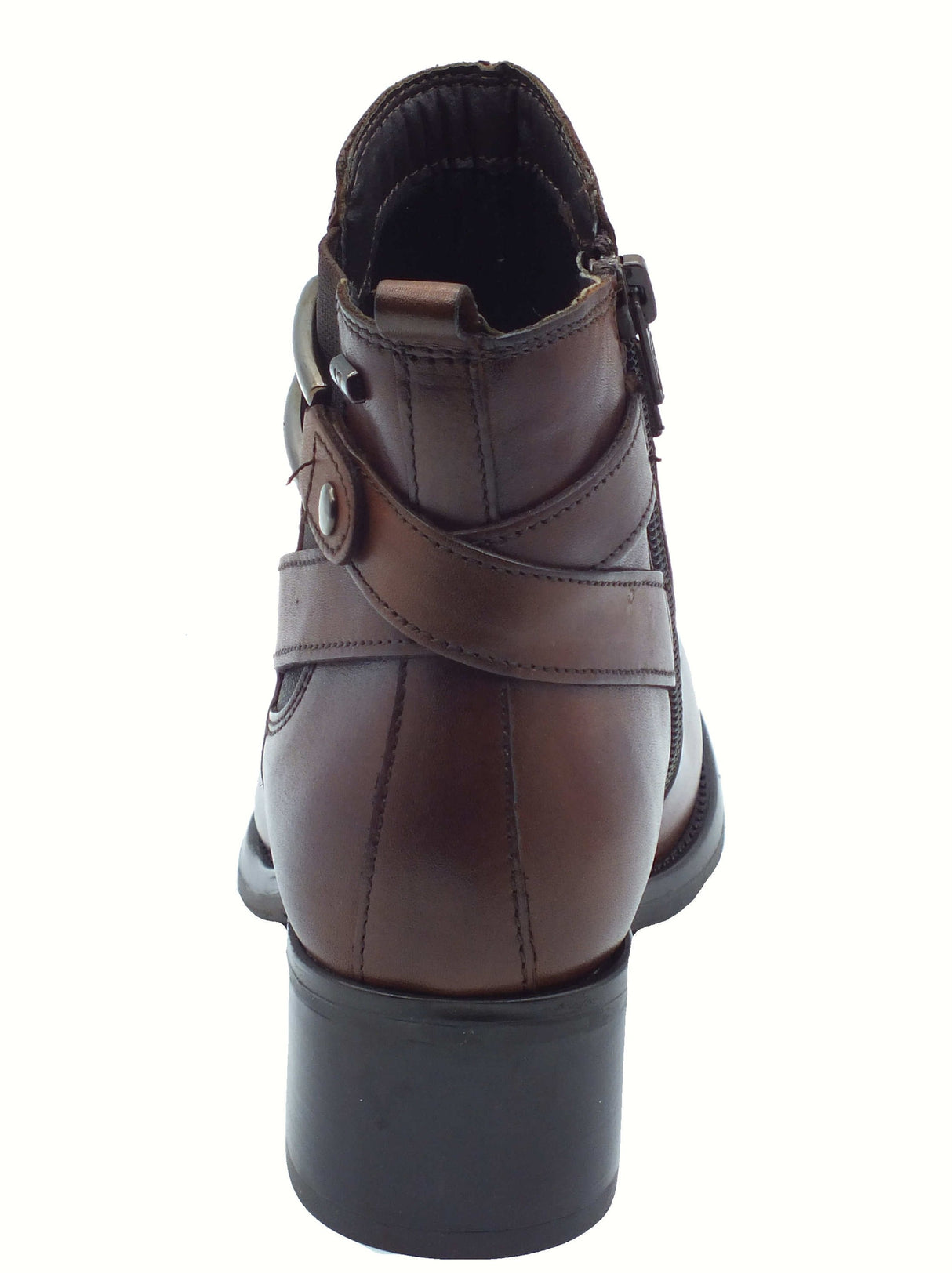 Valleverde Valleverde 47614 Vitello Marrone Tronchetti eleganti per Donna in pelle con lampo tacco medio Marrone