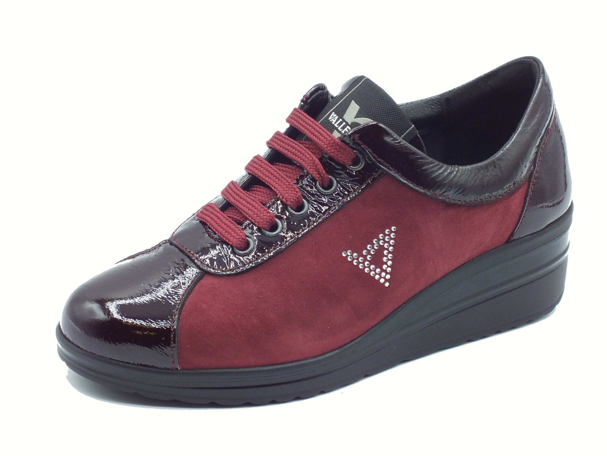 Valleverde Valleverde VD204F Suede Bordeaux Sneakers confort per Donna in naplak e nabuk con lacci Bordeaux