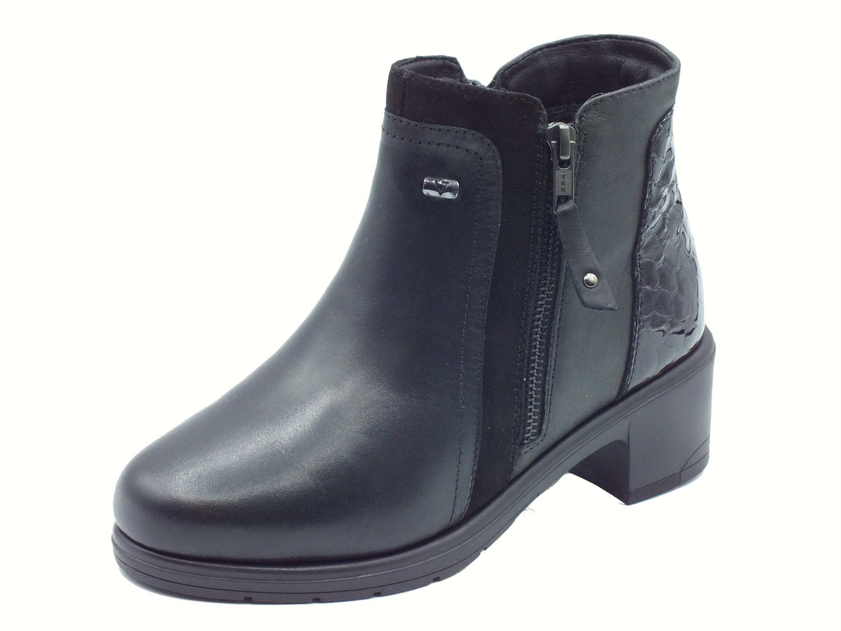 Valleverde Valleverde VS10600W Nappa Nero Tronchetti eleganti per Donna in pelle con lampo Nero