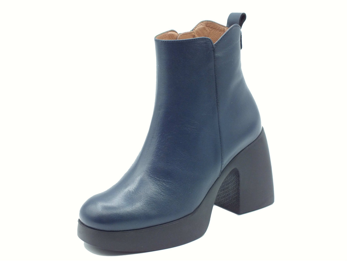 Wonders Wonders H-4981 Lady Isy Noche Tronchetti per Donna in pelle blu notte con tacco alto Noche