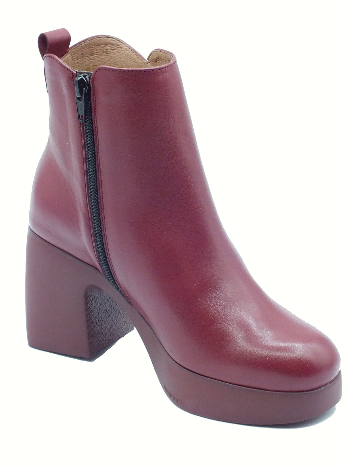 Wonders Wonders H-4981 Lady Isy Vino Tronchetti per Donna in pelle bordeaux con tacco alto Vino