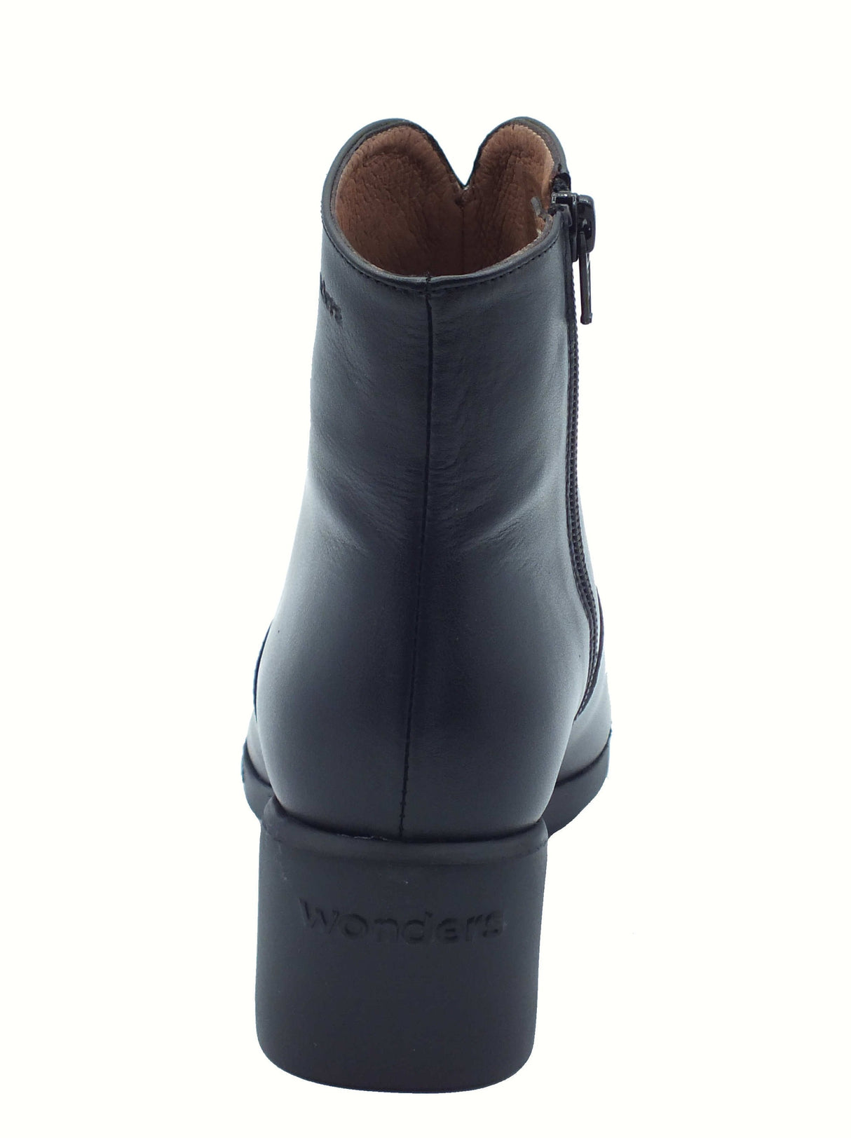 Wonders Wonders H-6705 Isy Negro Tronchetti accollati con tacco alto per Donna in pelle con lampo Negro