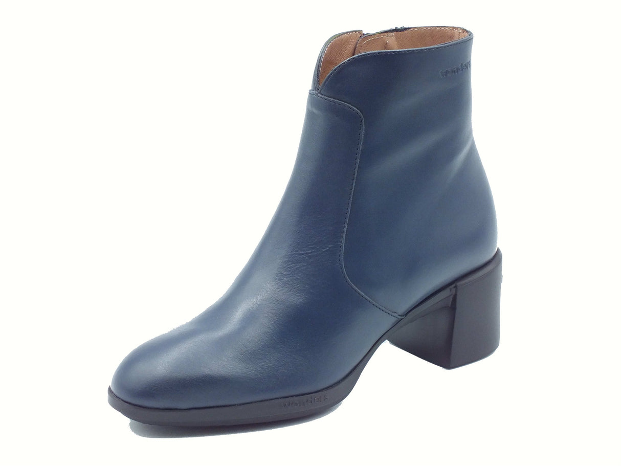 Wonders Wonders Tronchetti con tacco Donna H-6705 Reghost Iseo Noche pelle blu Noche