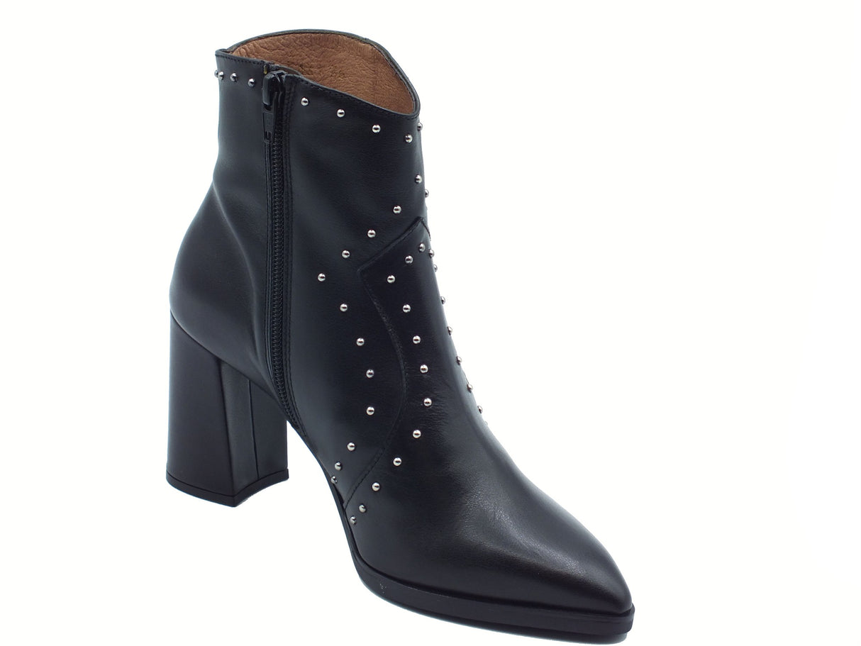 Wonders Wonders M-5431 Isy Negro Tronchetti per Donna in pelle nera con tacco alto Black