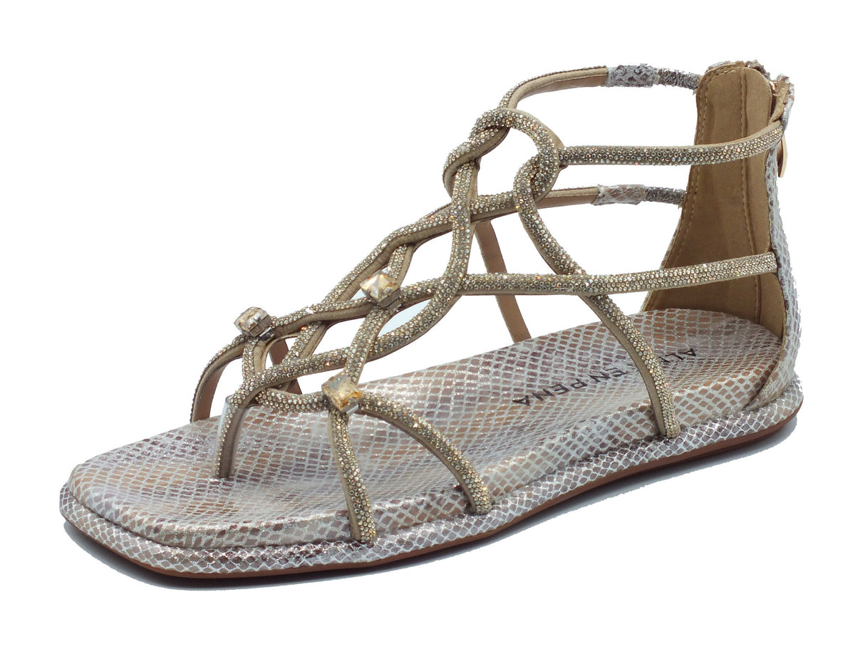 Alma en Pena Alma en Pena Sandali zeppa bassa Donna V2651501 Claudia Taupe pelle beige Taupe